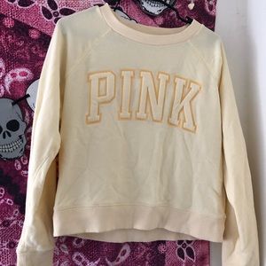 pale yellow Pink crew neck 💛